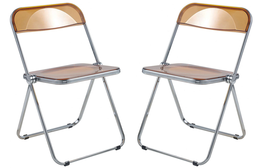 LeisureMod Lawrence Acrylic Folding Chair With Metal Frame, Set of 2 | Dining Chairs | Modishstore - 32