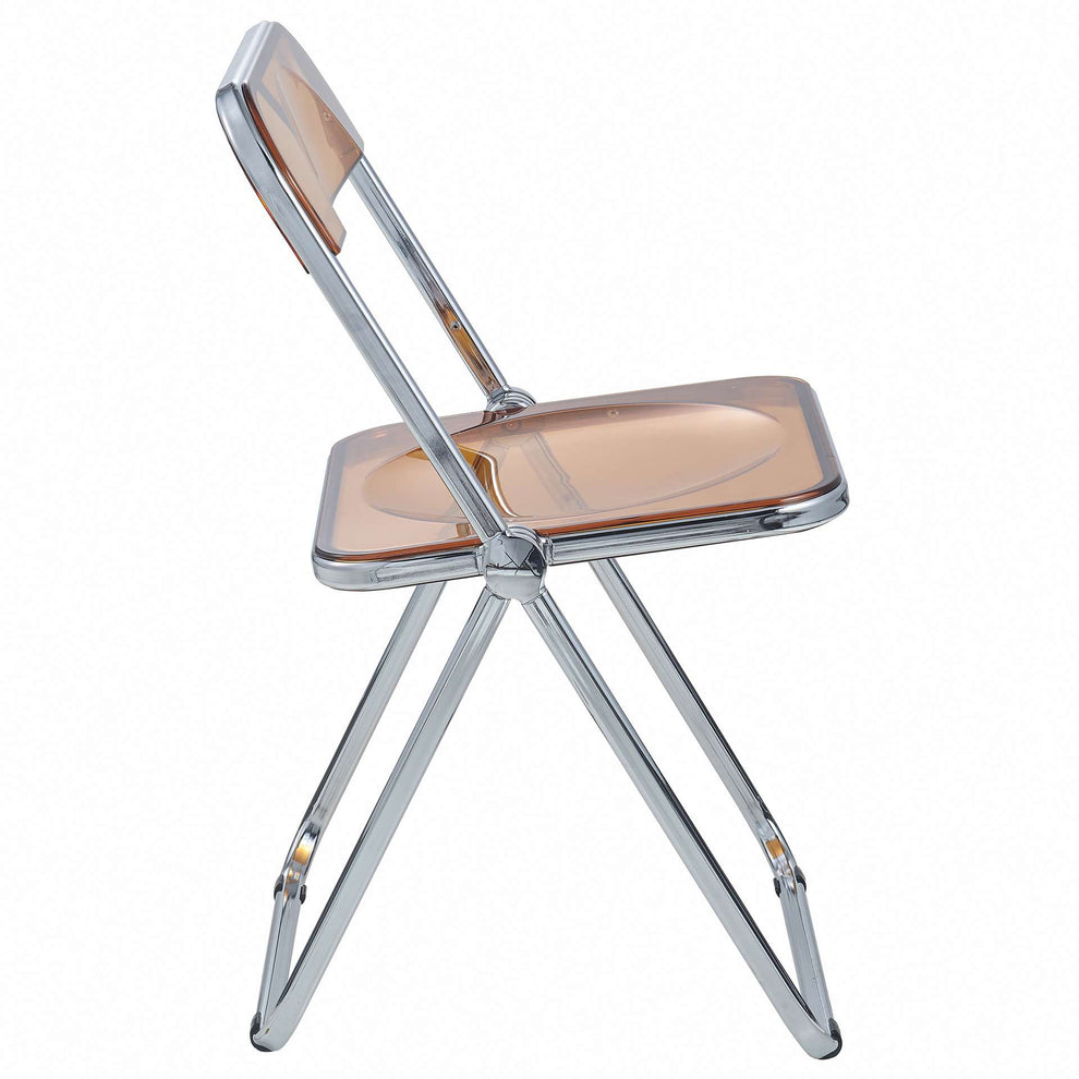 LeisureMod Lawrence Acrylic Folding Chair With Metal Frame, Set of 2 | Dining Chairs | Modishstore - 29