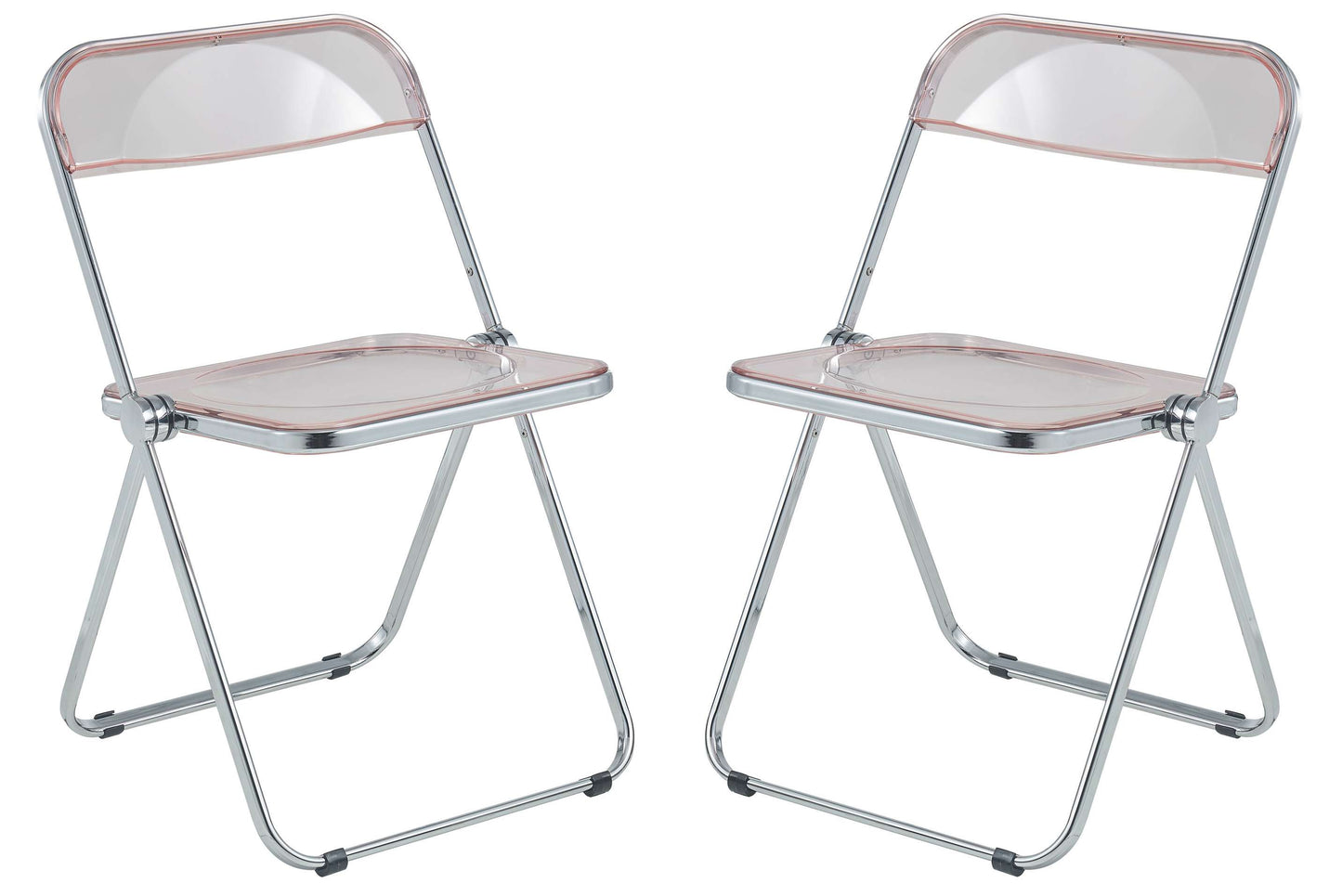 LeisureMod Lawrence Acrylic Folding Chair With Metal Frame, Set of 2 | Dining Chairs | Modishstore - 43