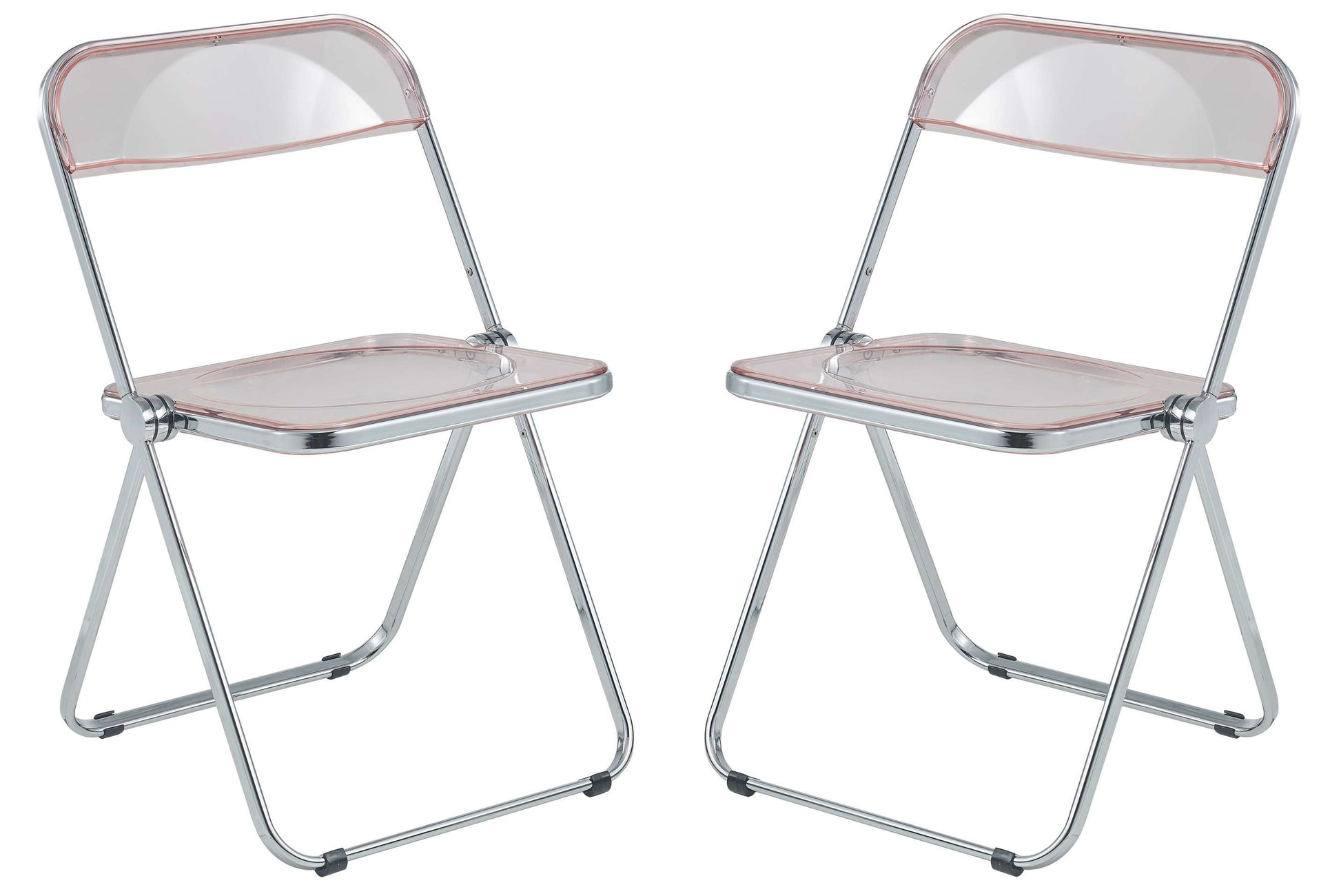 LeisureMod Lawrence Acrylic Folding Chair With Metal Frame, Set of 2 | Dining Chairs | Modishstore - 43