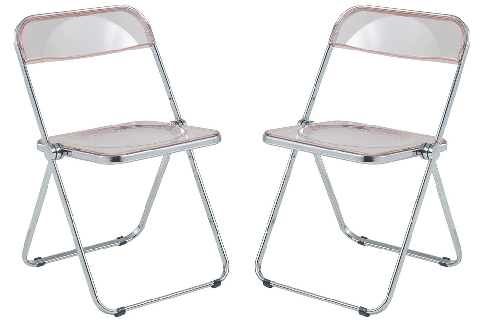 LeisureMod Lawrence Acrylic Folding Chair With Metal Frame, Set of 2 | Dining Chairs | Modishstore - 43