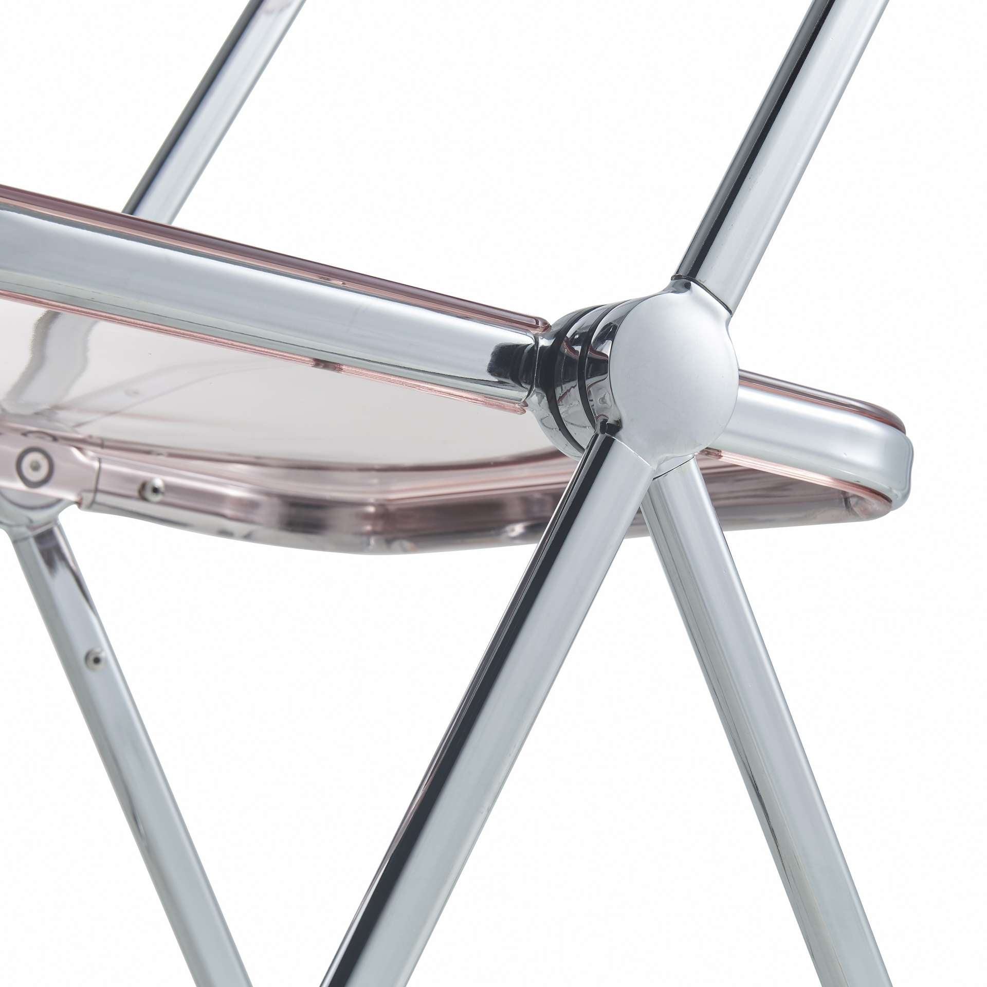 LeisureMod Lawrence Acrylic Folding Chair With Metal Frame, Set of 2 | Dining Chairs | Modishstore - 36