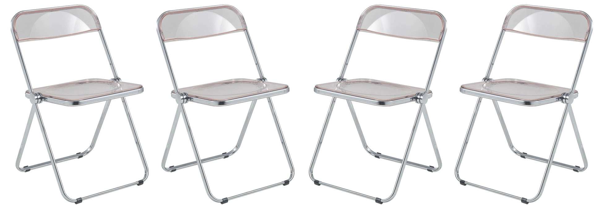 LeisureMod Lawrence Acrylic Folding Chair With Metal Frame, Set of 4 | Dining Chairs | Modishstore - 42