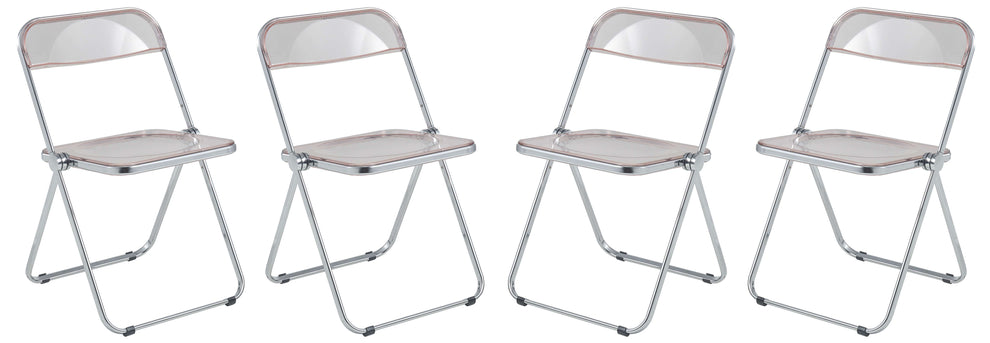 LeisureMod Lawrence Acrylic Folding Chair With Metal Frame, Set of 4 | Dining Chairs | Modishstore - 42