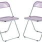 LeisureMod Lawrence Acrylic Folding Chair With Metal Frame, Set of 2 | Dining Chairs | Modishstore - 54