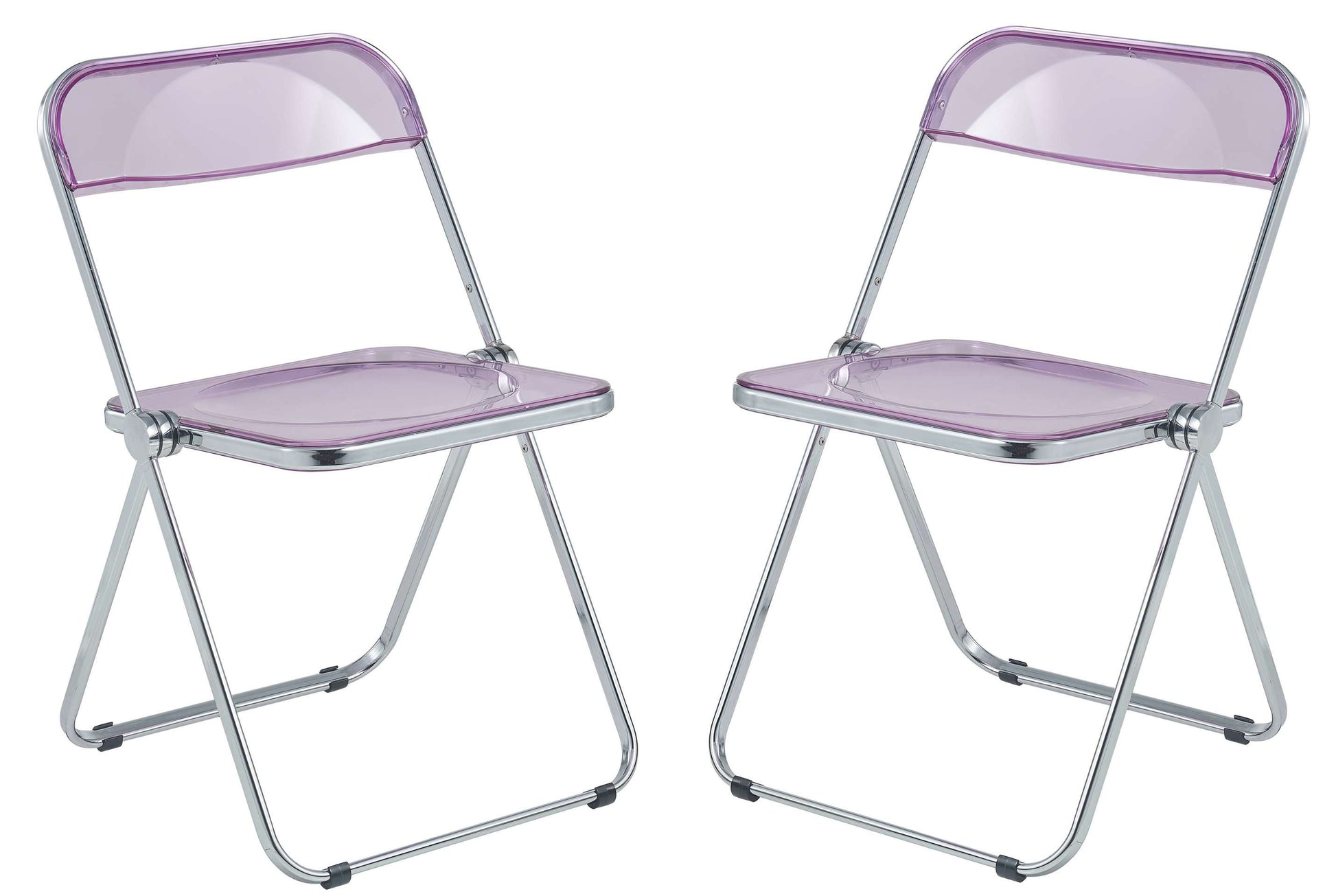 LeisureMod Lawrence Acrylic Folding Chair With Metal Frame, Set of 2 | Dining Chairs | Modishstore - 54