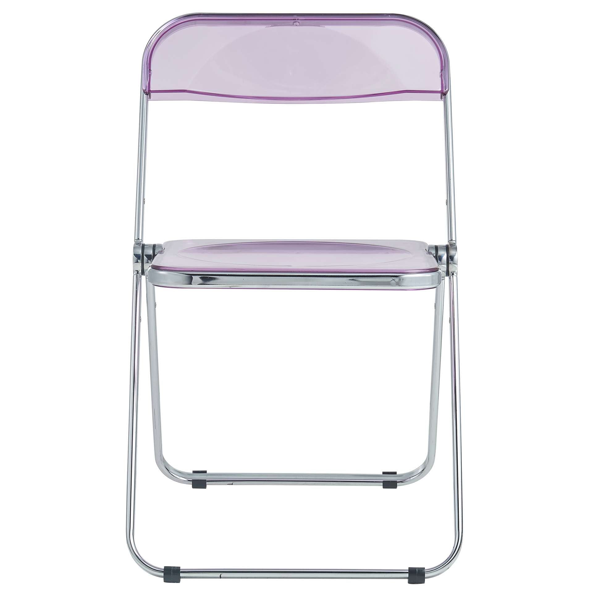 LeisureMod Lawrence Acrylic Folding Chair With Metal Frame, Set of 2 | Dining Chairs | Modishstore - 49