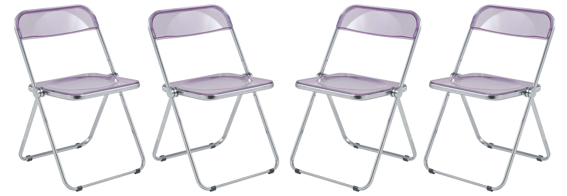 LeisureMod Lawrence Acrylic Folding Chair With Metal Frame, Set of 4 | Dining Chairs | Modishstore - 53