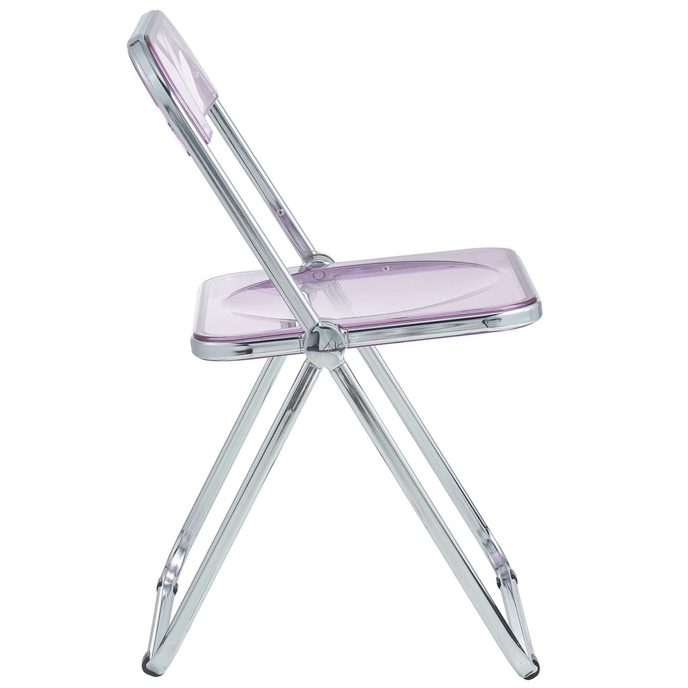 LeisureMod Lawrence Acrylic Folding Chair With Metal Frame, Set of 4 | Dining Chairs | Modishstore - 49