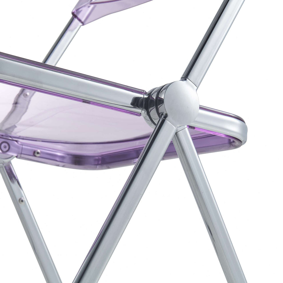 LeisureMod Lawrence Acrylic Folding Chair With Metal Frame, Set of 4 | Dining Chairs | Modishstore - 45
