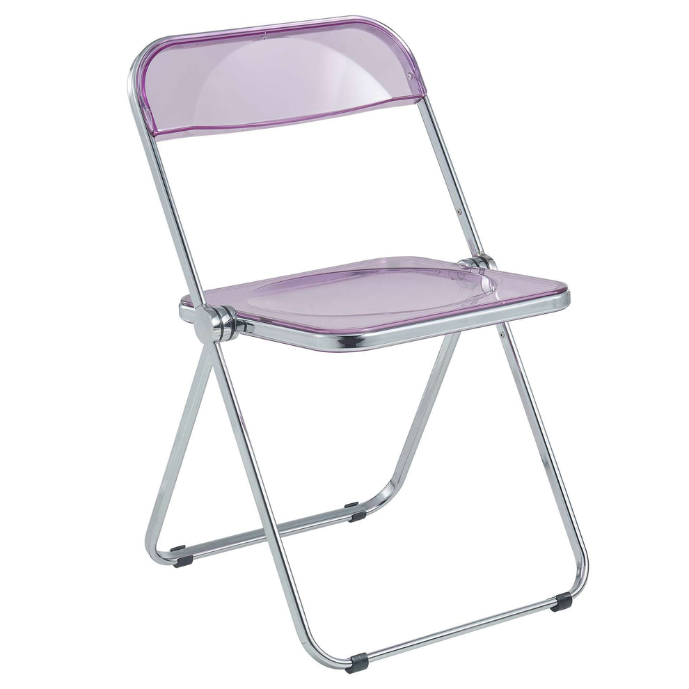 LeisureMod Lawrence Acrylic Folding Chair With Metal Frame | Dining Chairs | Modishstore - 9