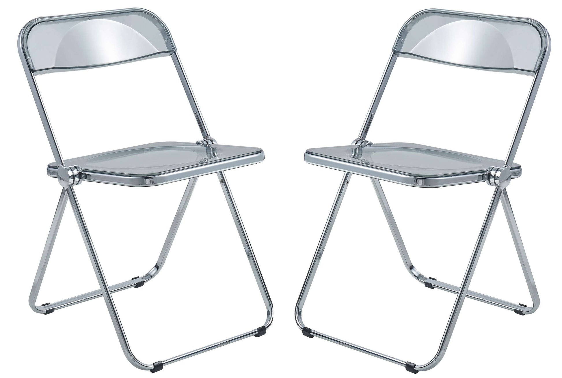 LeisureMod Lawrence Acrylic Folding Chair With Metal Frame, Set of 2 | Dining Chairs | Modishstore - 65