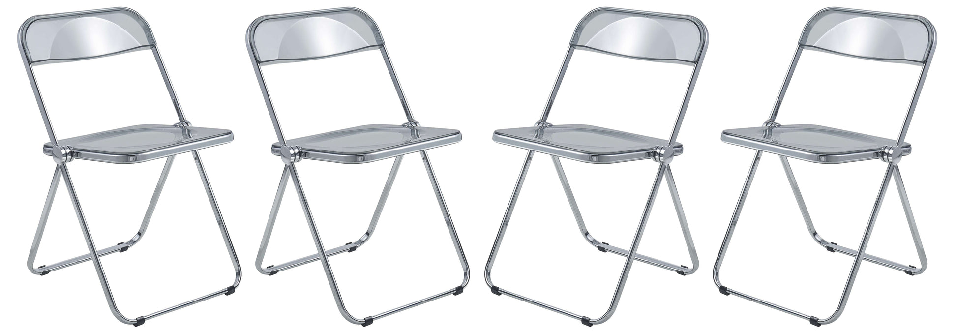 LeisureMod Lawrence Acrylic Folding Chair With Metal Frame, Set of 4 | Dining Chairs | Modishstore - 64