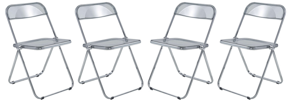 LeisureMod Lawrence Acrylic Folding Chair With Metal Frame, Set of 4 | Dining Chairs | Modishstore - 64