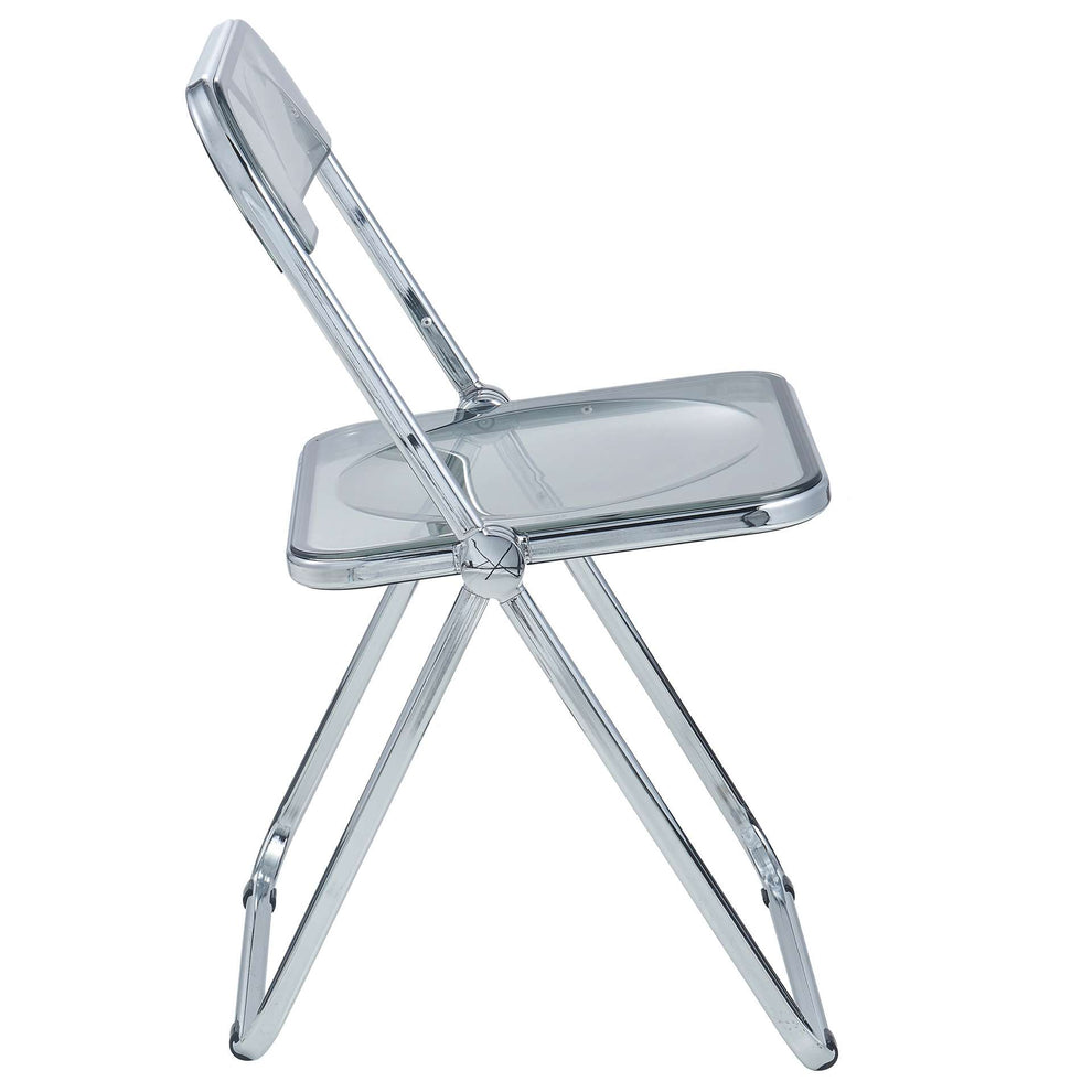LeisureMod Lawrence Acrylic Folding Chair With Metal Frame, Set of 4 | Dining Chairs | Modishstore - 61