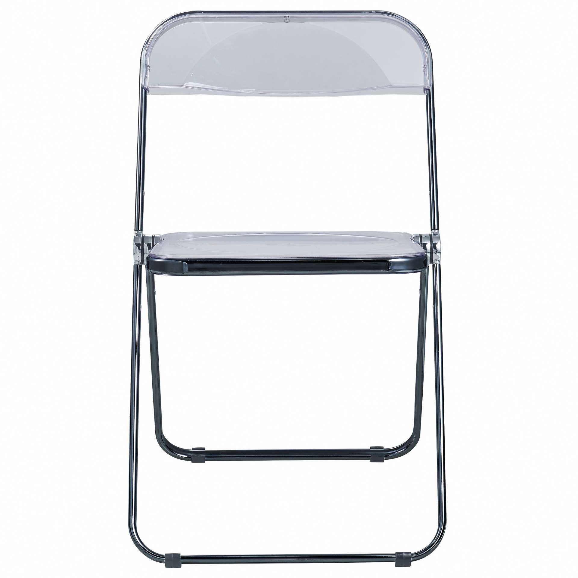 LeisureMod Lawrence Acrylic Folding Chair With Black Metal Frame, Set of 4 | Dining Chairs | Modishstore - 8