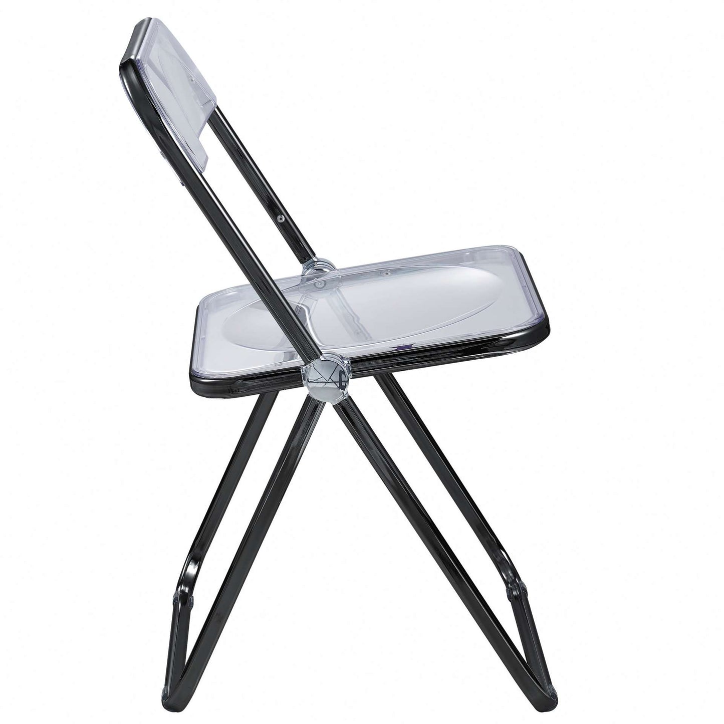 LeisureMod Lawrence Acrylic Folding Chair With Black Metal Frame | Dining Chairs | Modishstore - 3