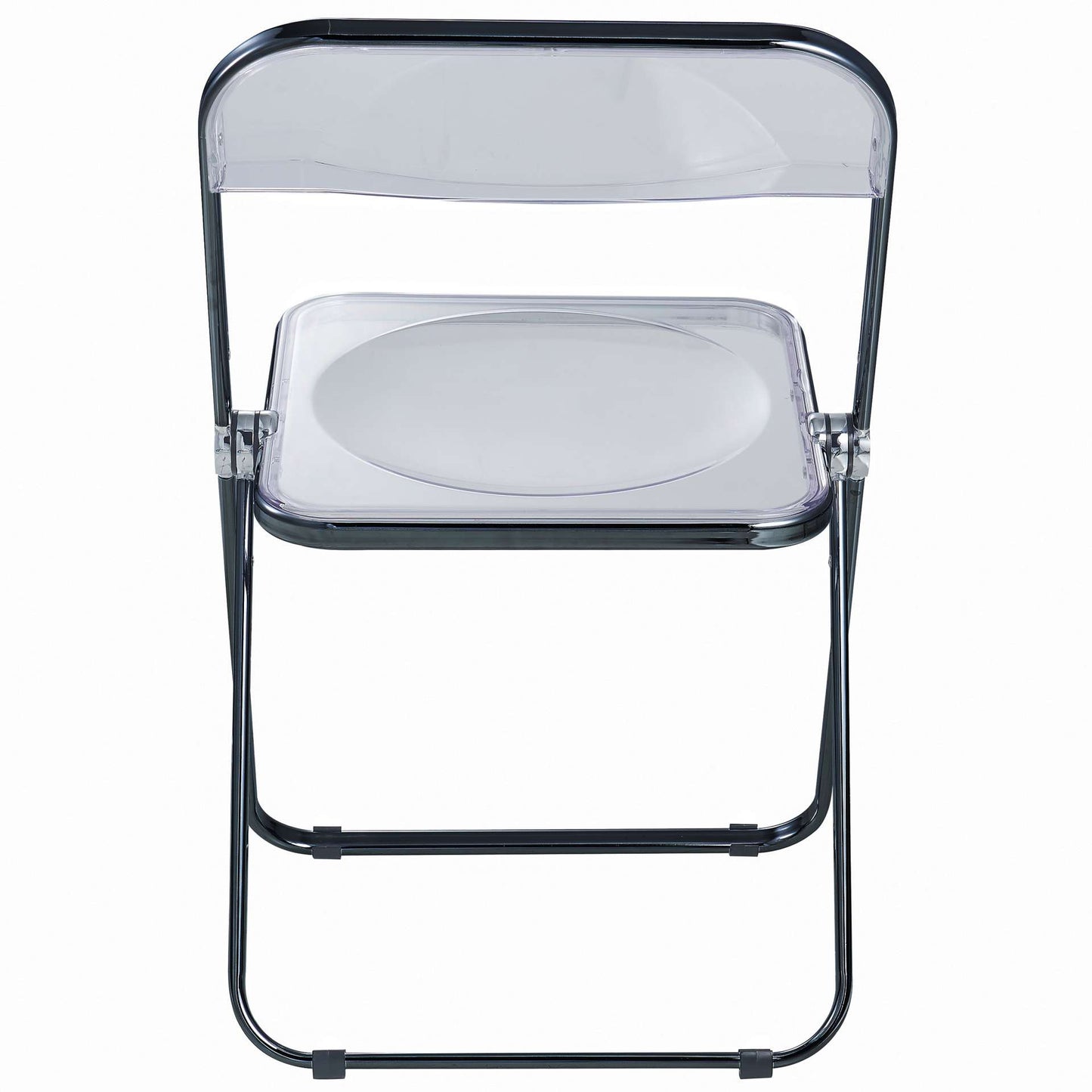 LeisureMod Lawrence Acrylic Folding Chair With Black Metal Frame | Dining Chairs | Modishstore - 2