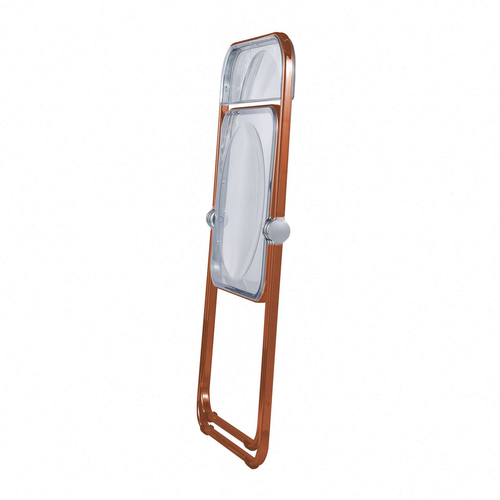 LeisureMod Lawrence Acrylic Folding Chair With Orange Metal Frame, Set of 4 | Dining Chairs | Modishstore - 2