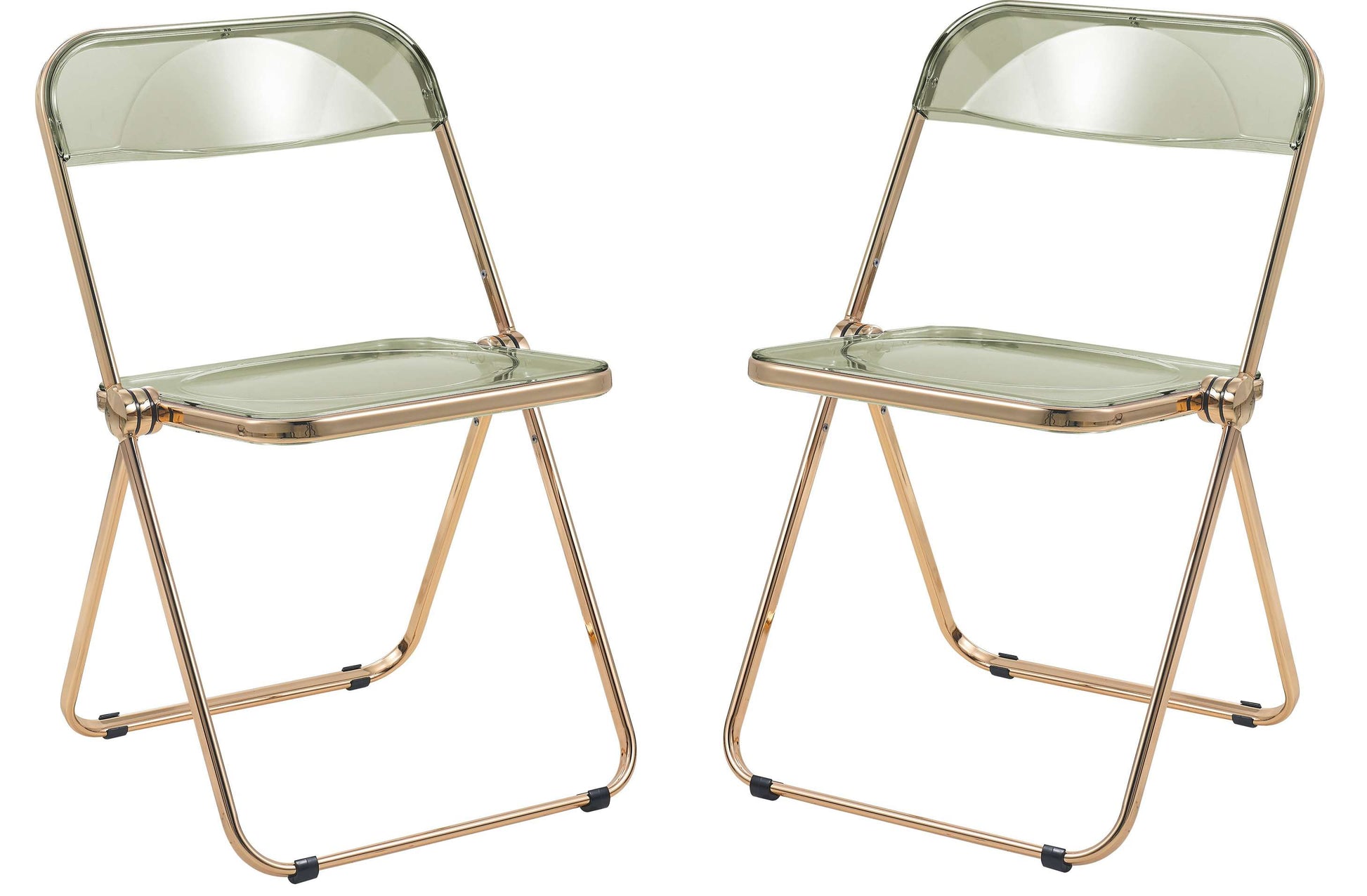 LeisureMod Lawrence Acrylic Folding Chair With Gold Metal Frame, Set of 2 | Dining Chairs | Modishstore - 11