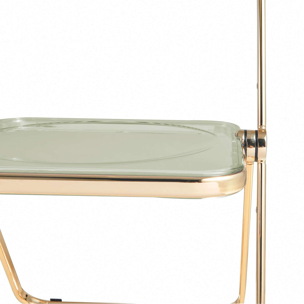 LeisureMod Lawrence Acrylic Folding Chair With Gold Metal Frame, Set of 2 | Dining Chairs | Modishstore - 7