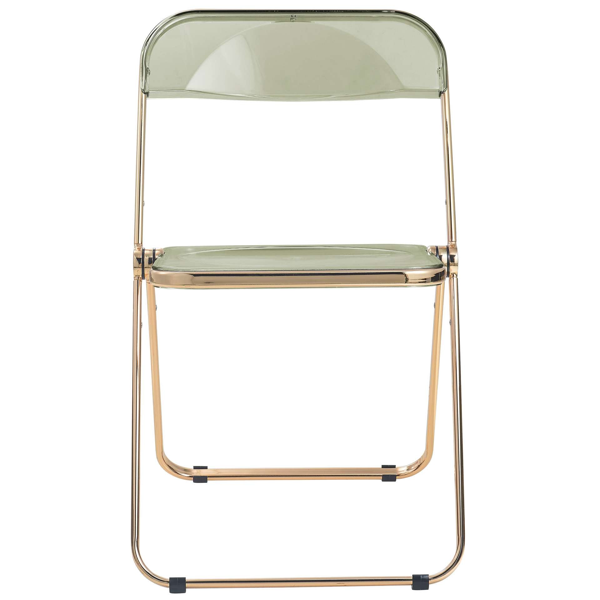 LeisureMod Lawrence Acrylic Folding Chair With Gold Metal Frame, Set of 2 | Dining Chairs | Modishstore - 10