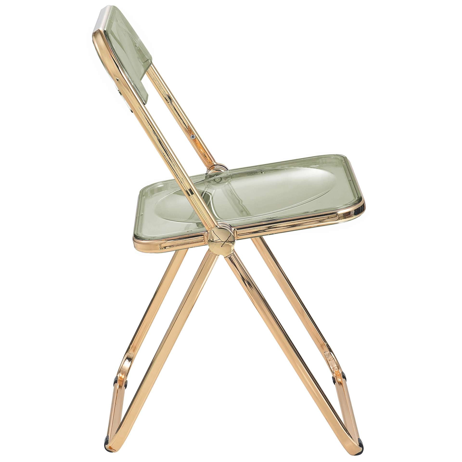 LeisureMod Lawrence Acrylic Folding Chair With Gold Metal Frame, Set of 2 | Dining Chairs | Modishstore - 8