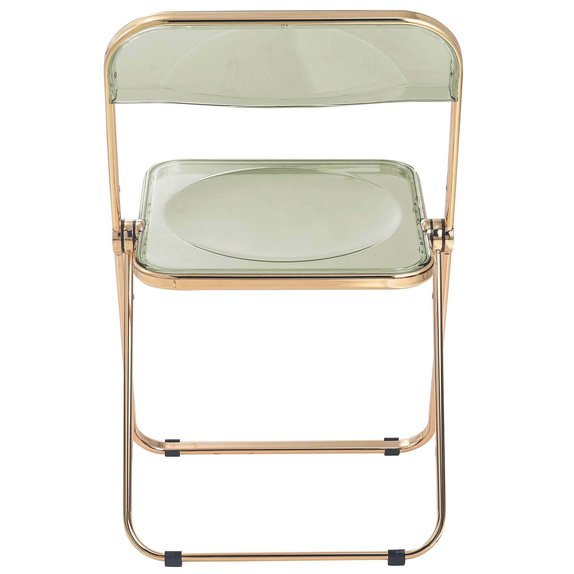 LeisureMod Lawrence Acrylic Folding Chair With Gold Metal Frame, Set of 2 | Dining Chairs | Modishstore - 9