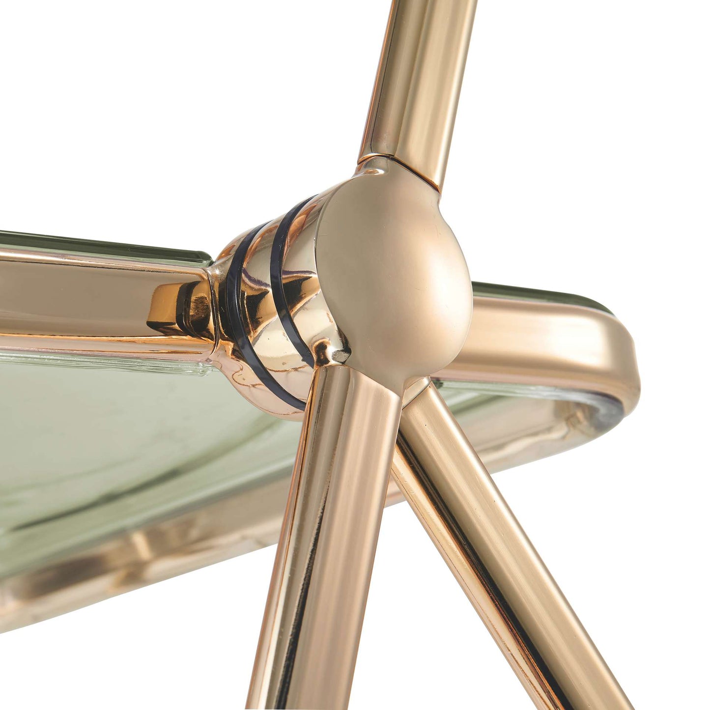 LeisureMod Lawrence Acrylic Folding Chair With Gold Metal Frame, Set of 2 | Dining Chairs | Modishstore - 5