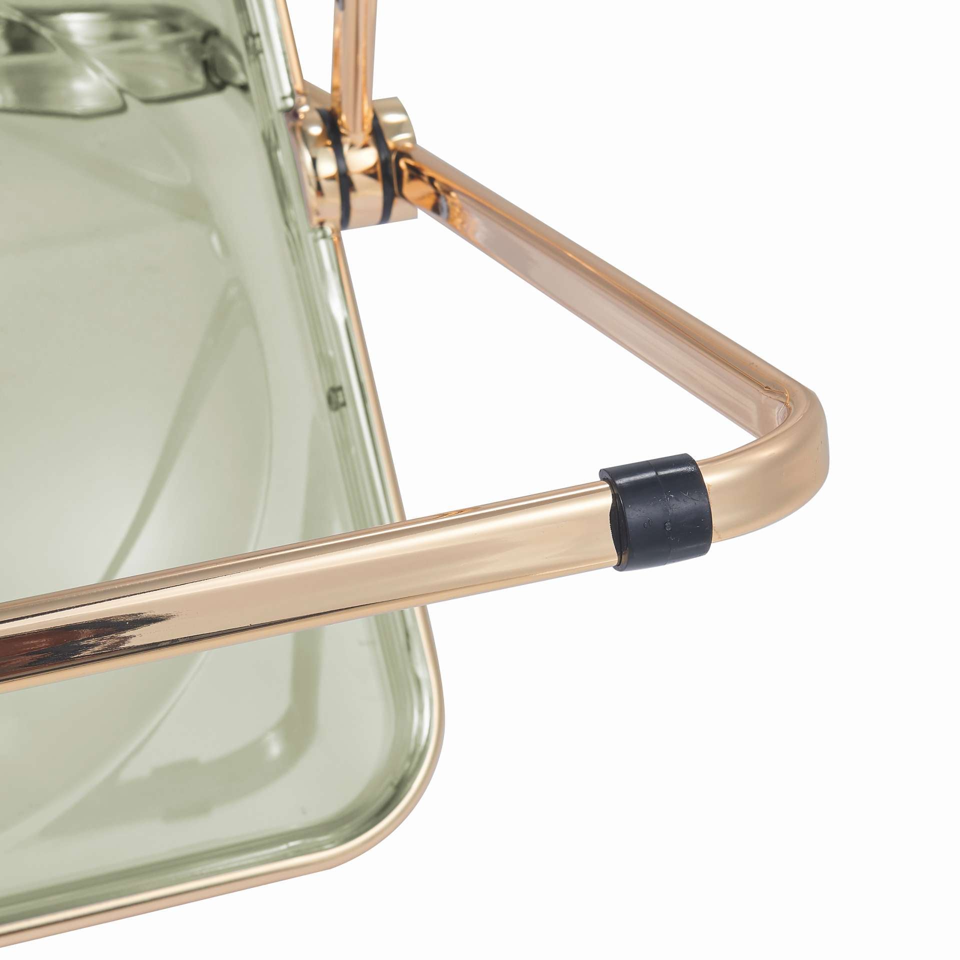 LeisureMod Lawrence Acrylic Folding Chair With Gold Metal Frame, Set of 2 | Dining Chairs | Modishstore - 4