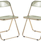 LeisureMod Lawrence Acrylic Folding Chair With Gold Metal Frame, Set of 4 | Dining Chairs | Modishstore - 3