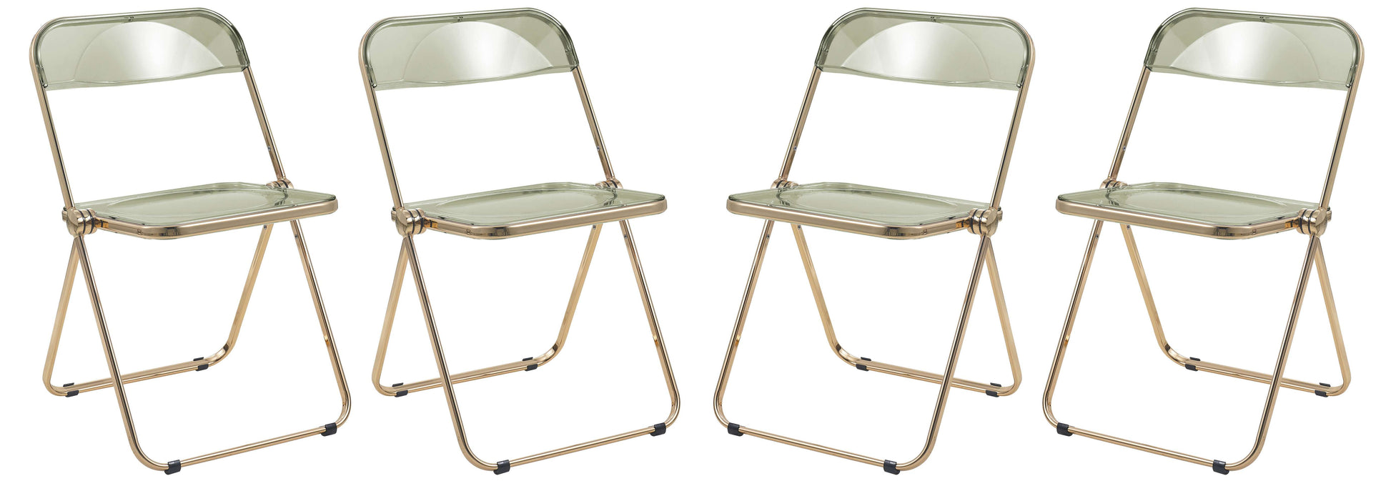 LeisureMod Lawrence Acrylic Folding Chair With Gold Metal Frame, Set of 4 | Dining Chairs | Modishstore - 3