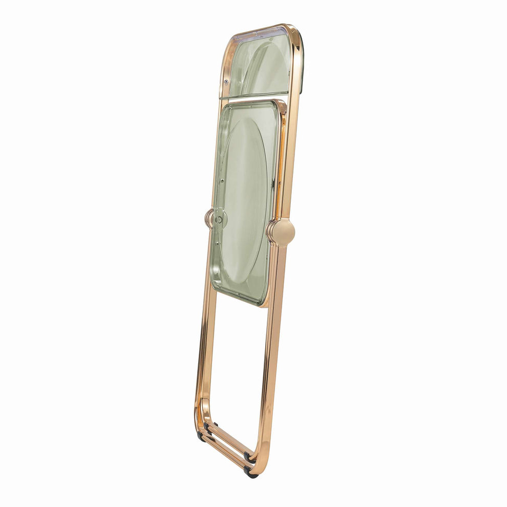 LeisureMod Lawrence Acrylic Folding Chair With Gold Metal Frame, Set of 4 | Dining Chairs | Modishstore - 4