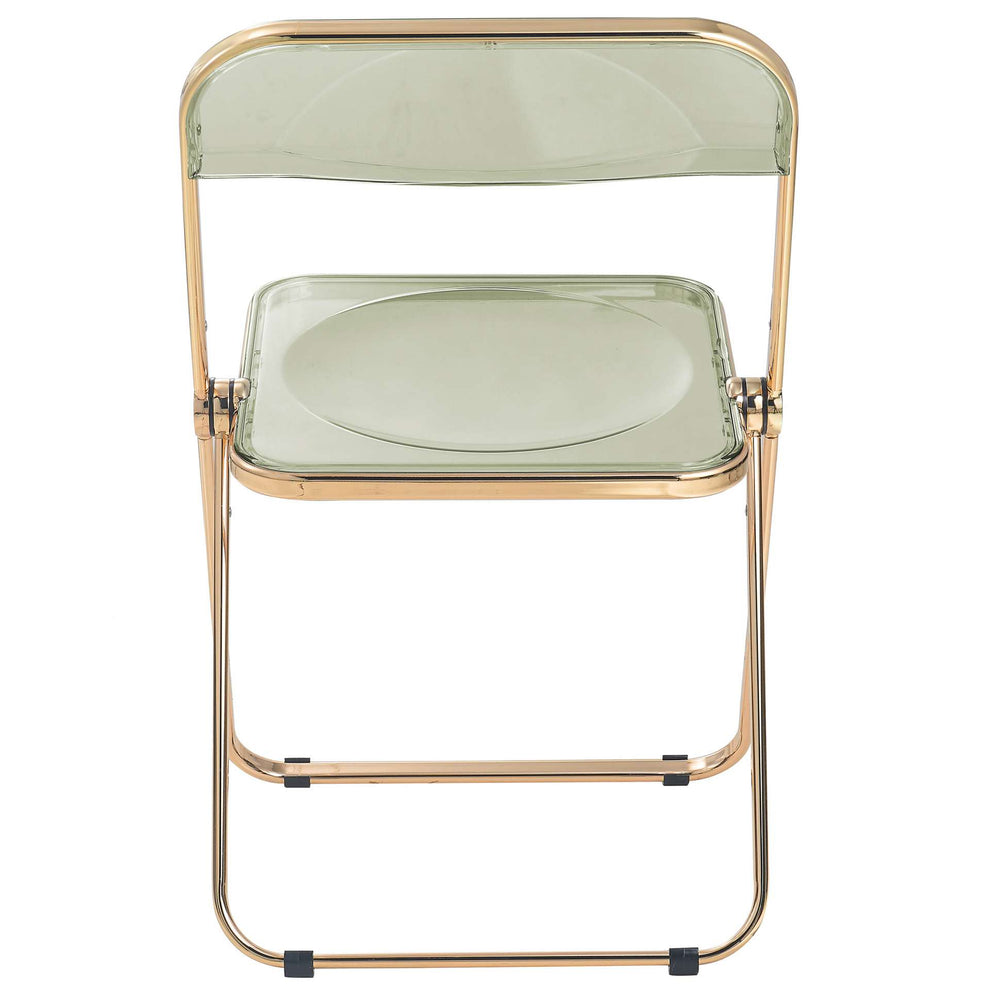 LeisureMod Lawrence Acrylic Folding Chair With Gold Metal Frame, Set of 4 | Dining Chairs | Modishstore - 11