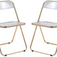 LeisureMod Lawrence Acrylic Folding Chair With Gold Metal Frame, Set of 2 | Dining Chairs | Modishstore - 2