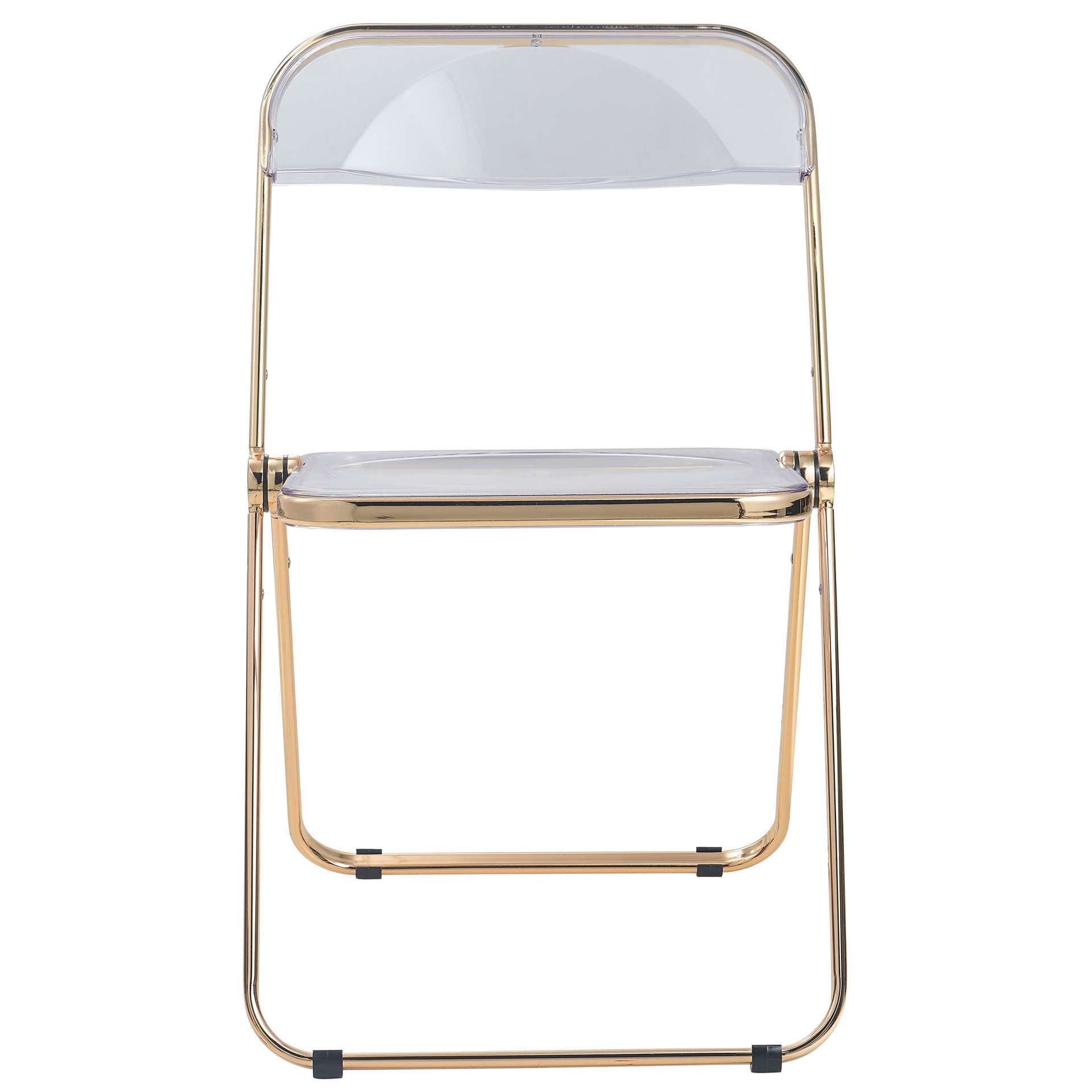 LeisureMod Lawrence Acrylic Folding Chair With Gold Metal Frame, Set of 2 | Dining Chairs | Modishstore - 9