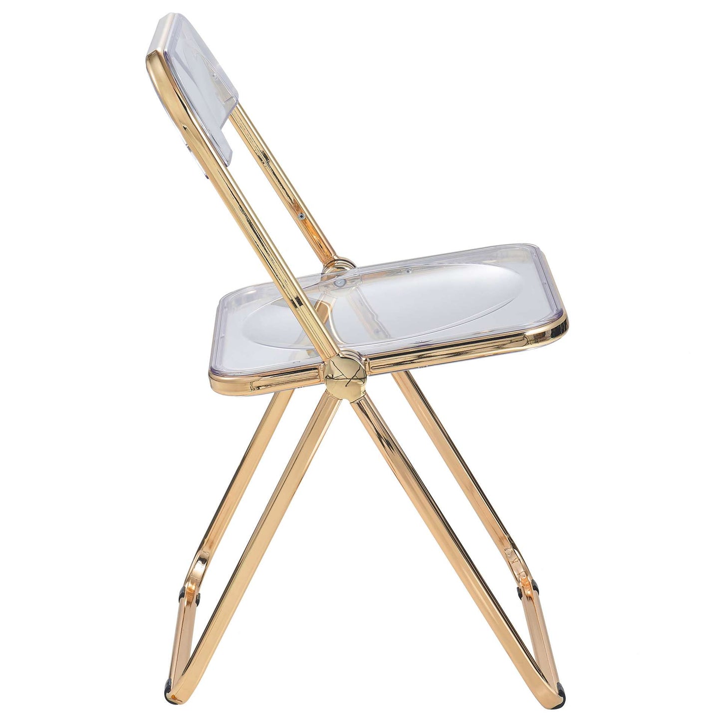 LeisureMod Lawrence Acrylic Folding Chair With Gold Metal Frame, Set of 2 | Dining Chairs | Modishstore - 7