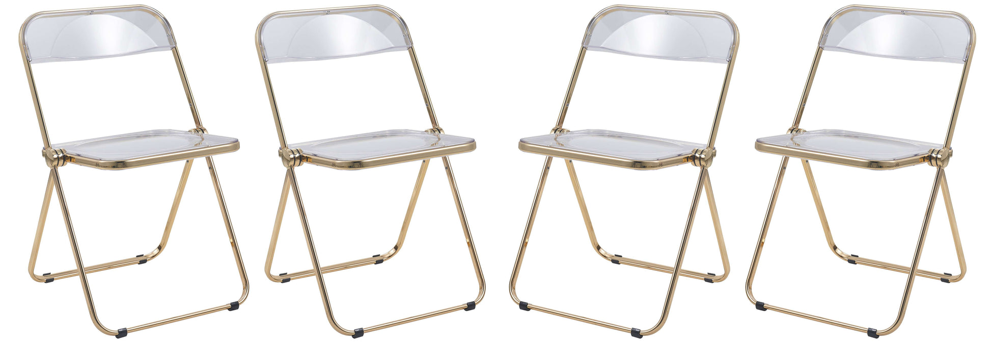 LeisureMod Lawrence Acrylic Folding Chair With Gold Metal Frame, Set of 4 | Dining Chairs | Modishstore - 11