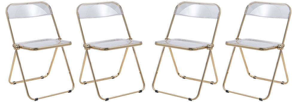 LeisureMod Lawrence Acrylic Folding Chair With Gold Metal Frame, Set of 4 | Dining Chairs | Modishstore - 11