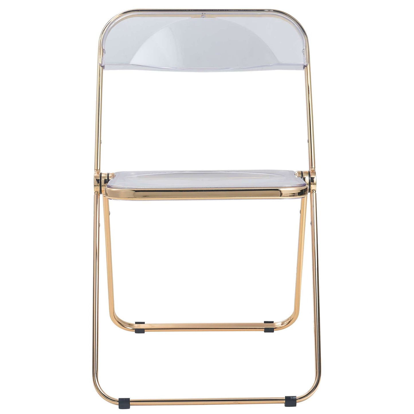 LeisureMod Lawrence Acrylic Folding Chair With Gold Metal Frame, Set of 4 | Dining Chairs | Modishstore - 8