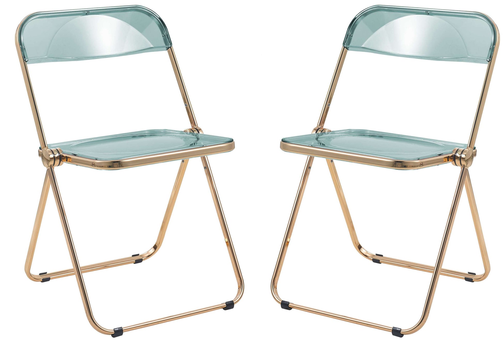 LeisureMod Lawrence Acrylic Folding Chair With Gold Metal Frame, Set of 2 | Dining Chairs | Modishstore - 22