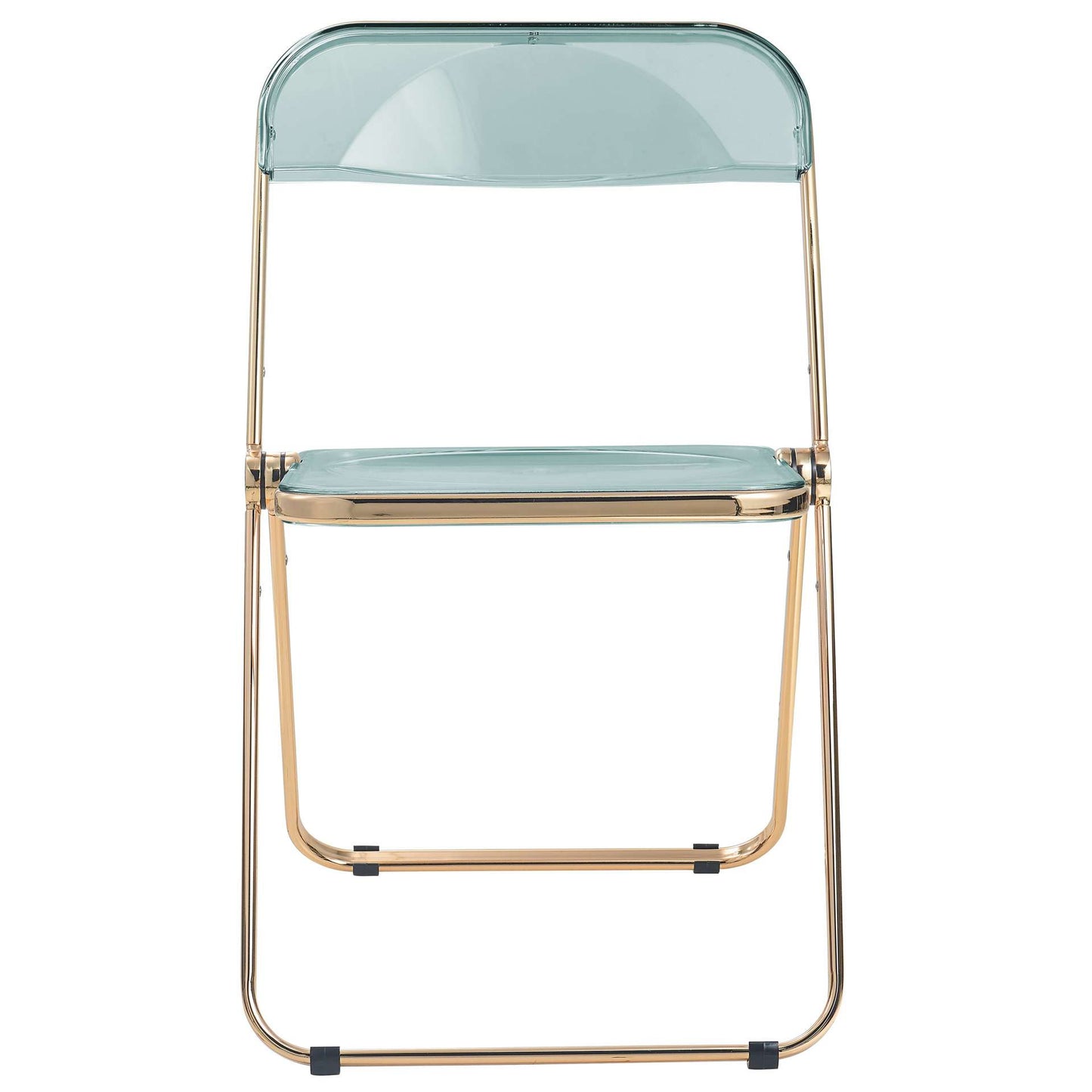 LeisureMod Lawrence Acrylic Folding Chair With Gold Metal Frame, Set of 2 | Dining Chairs | Modishstore - 18