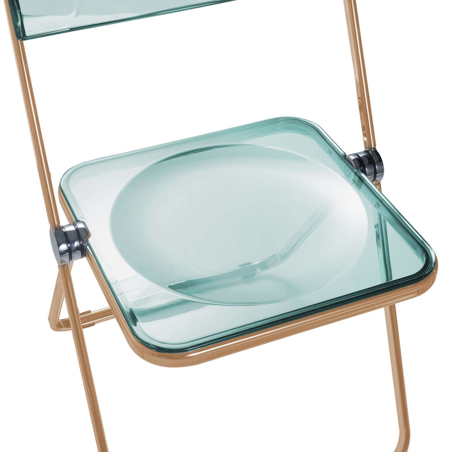 LeisureMod Lawrence Acrylic Folding Chair With Gold Metal Frame, Set of 2 | Dining Chairs | Modishstore - 19