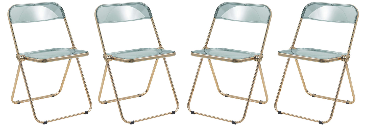 LeisureMod Lawrence Acrylic Folding Chair With Gold Metal Frame, Set of 4 | Dining Chairs | Modishstore - 22