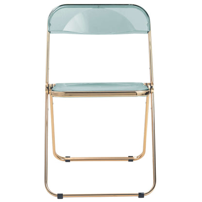 LeisureMod Lawrence Acrylic Folding Chair With Gold Metal Frame, Set of 4 | Dining Chairs | Modishstore - 18