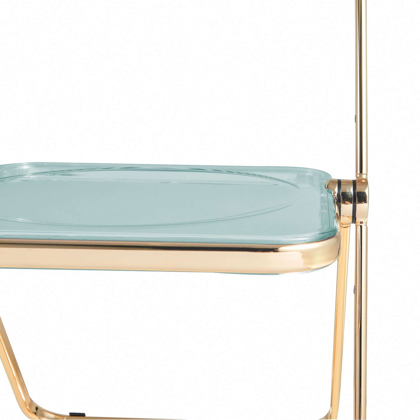 LeisureMod Lawrence Acrylic Folding Chair With Gold Metal Frame | Dining Chairs | Modishstore - 7