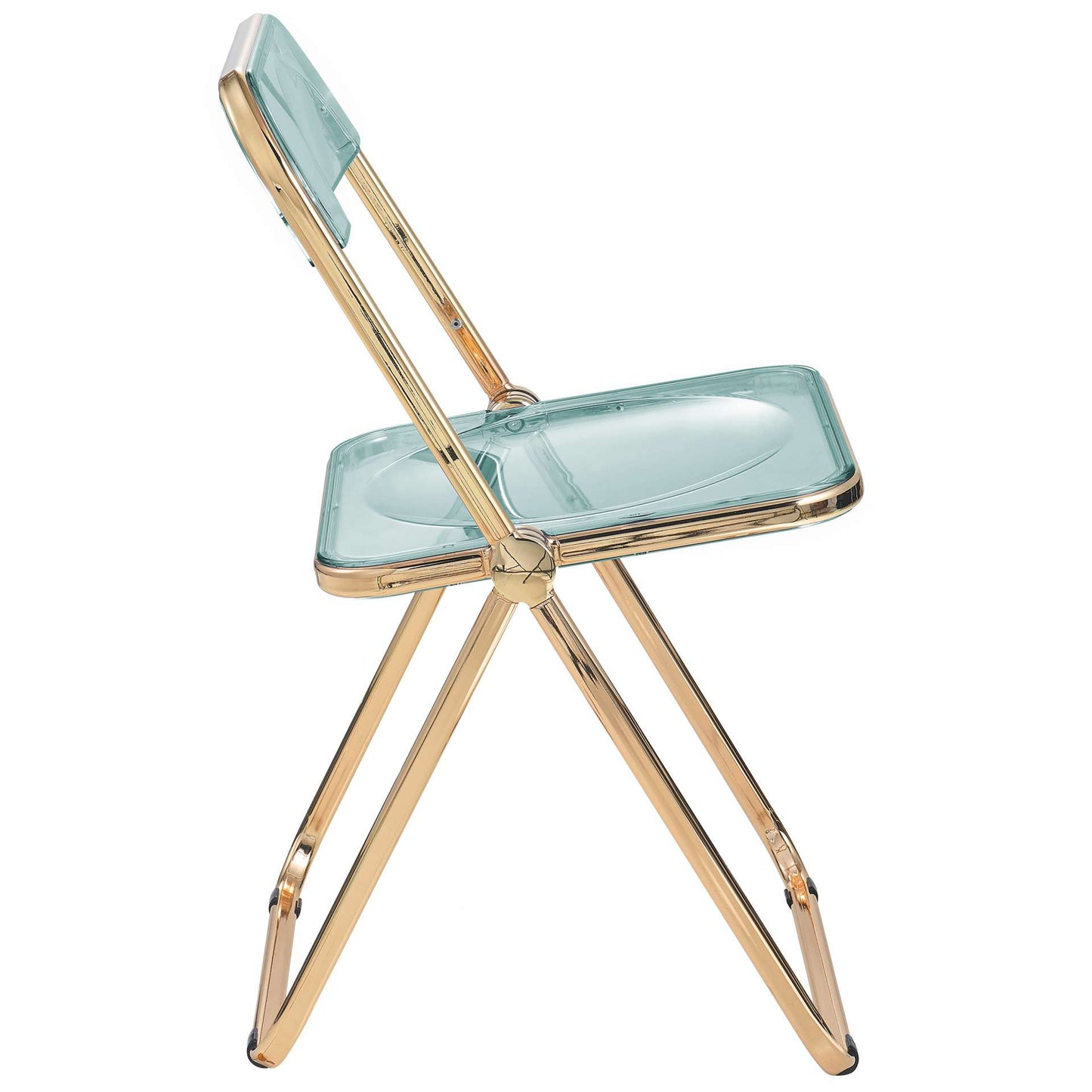 LeisureMod Lawrence Acrylic Folding Chair With Gold Metal Frame | Dining Chairs | Modishstore - 11