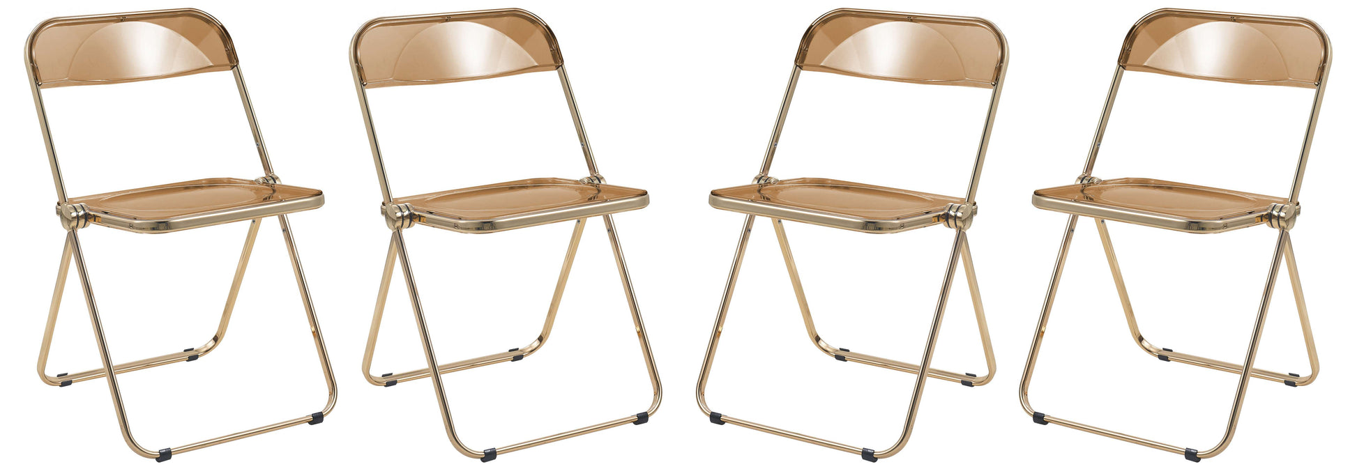 LeisureMod Lawrence Acrylic Folding Chair With Gold Metal Frame, Set of 4 | Dining Chairs | Modishstore - 34