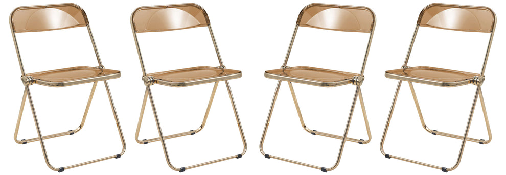 LeisureMod Lawrence Acrylic Folding Chair With Gold Metal Frame, Set of 4 | Dining Chairs | Modishstore - 34