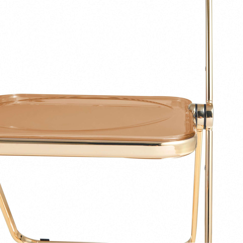 LeisureMod Lawrence Acrylic Folding Chair With Gold Metal Frame, Set of 4 | Dining Chairs | Modishstore - 23